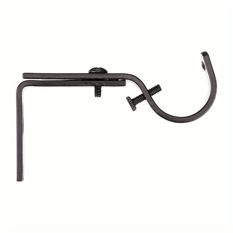 Adjustable Curtain Rod Wall Mount Brackets Set of 2 Black Metal for Bedroom Living Room Bathroom