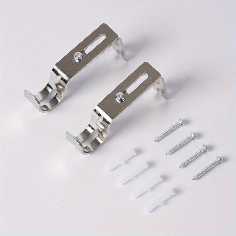 Adjustable Curtain Rod Wall Mount Brackets Set of 2 Black Metal for Bedroom Living Room Bathroom