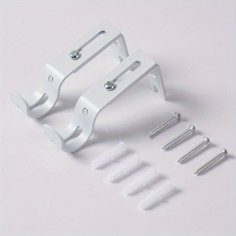 Adjustable Curtain Rod Wall Mount Brackets Set of 2 Black Metal for Bedroom Living Room Bathroom