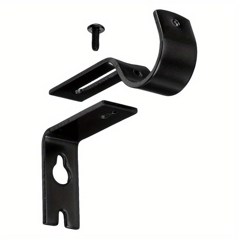 Adjustable Curtain Rod Wall Mount Brackets Set of 2 Black Metal for Bedroom Living Room Bathroom