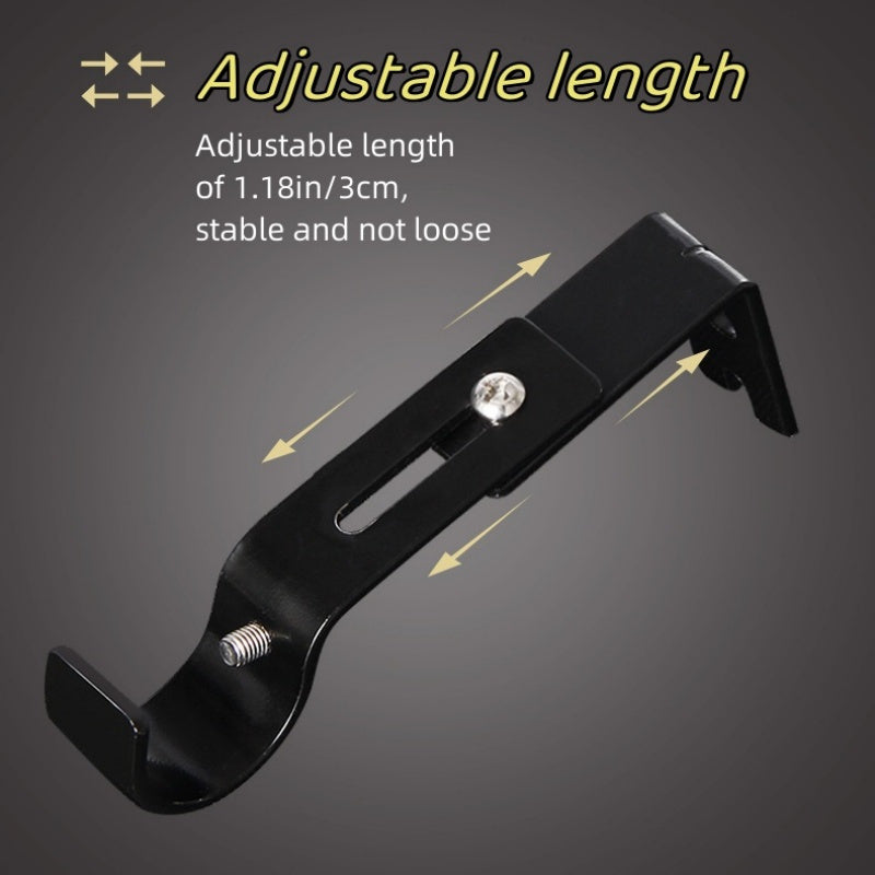 Adjustable Curtain Rod Wall Mount Brackets Set of 2 Black Metal for Bedroom Living Room Bathroom