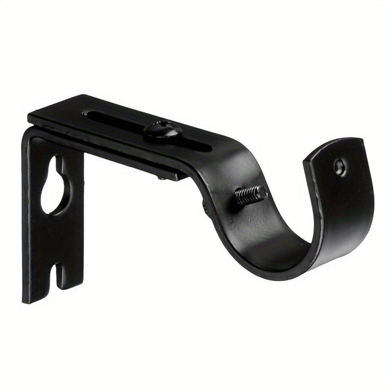 Adjustable Curtain Rod Wall Mount Brackets Set of 2 Black Metal for Bedroom Living Room Bathroom