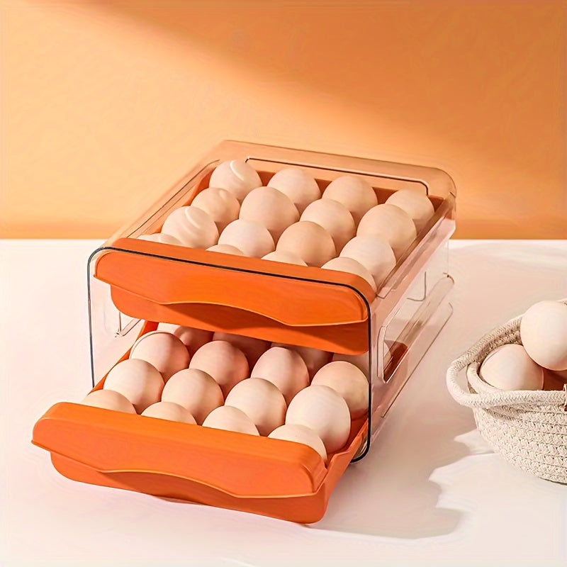 Caja apilable de almacenamiento para huevos con 32 compartimentos, material PET anti-choque