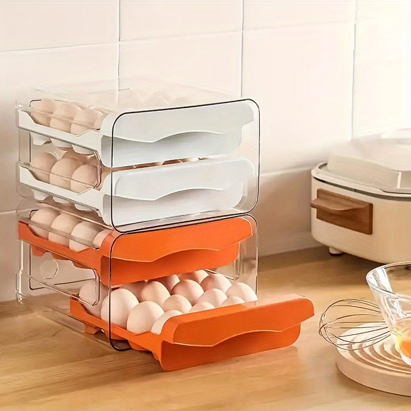 Caja apilable de almacenamiento para huevos con 32 compartimentos, material PET anti-choque