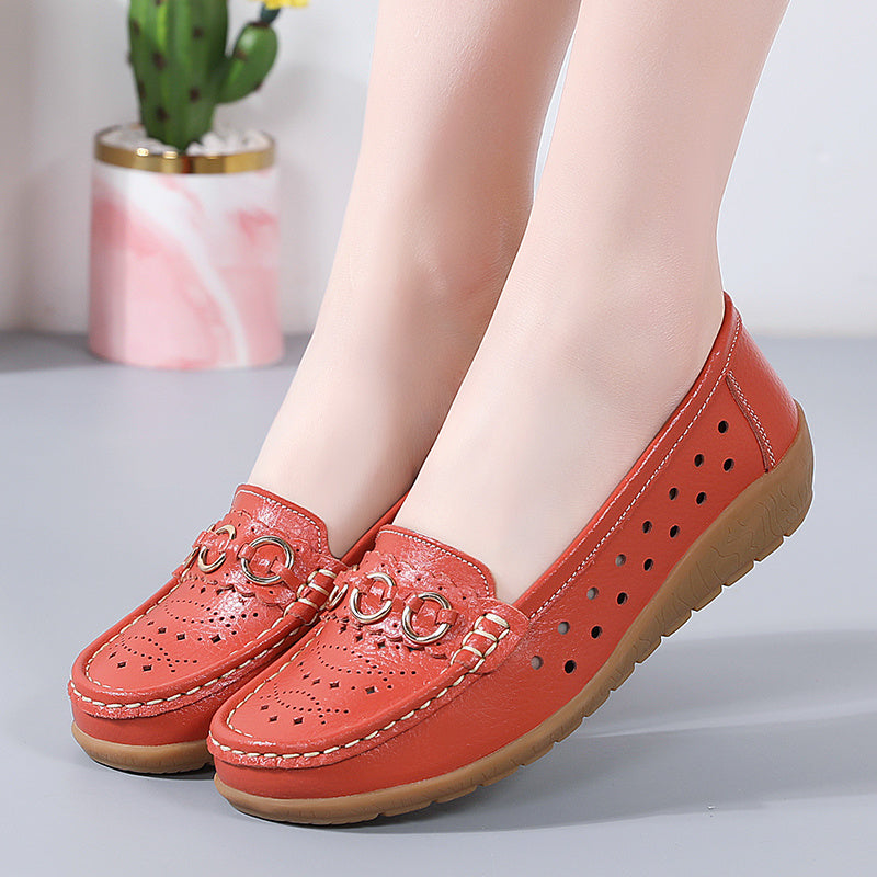 Women's Flat Shoes Breathable Hollow Out Slip-On Casual Round Toe All-Season