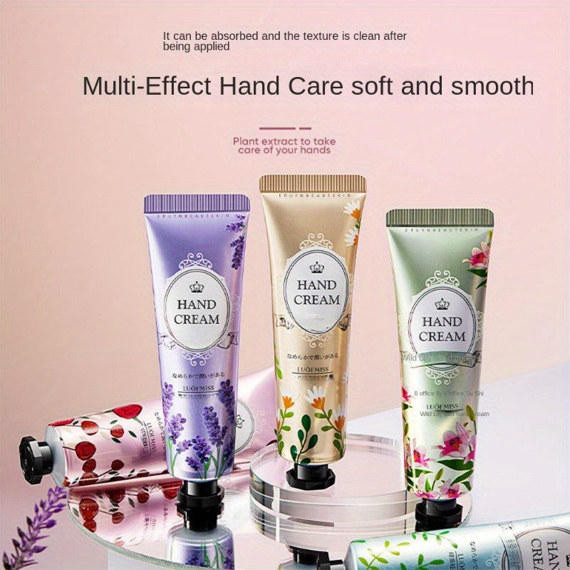 5pc Hand Cream Set with Glycerin and Floral Scents in Purple Packaging