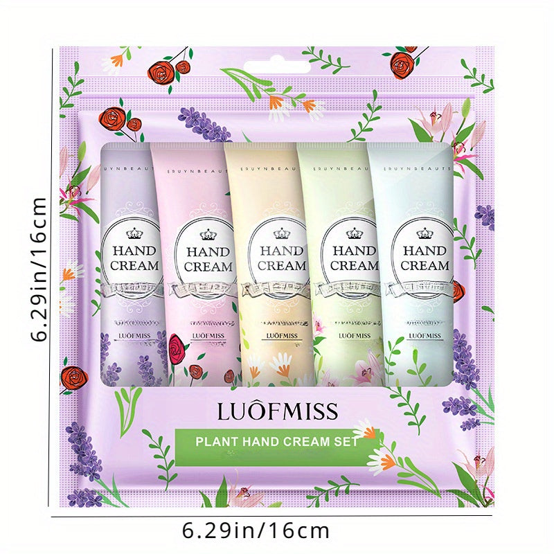5pc Hand Cream Set with Glycerin and Floral Scents in Purple Packaging