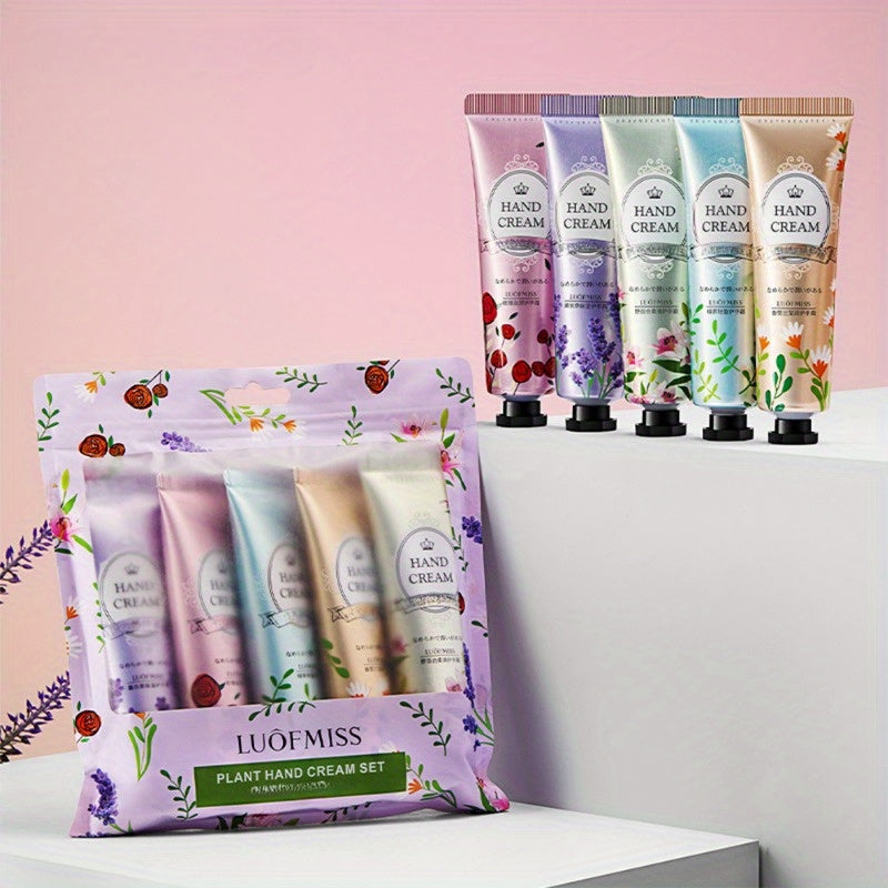5pc Hand Cream Set with Glycerin and Floral Scents in Purple Packaging