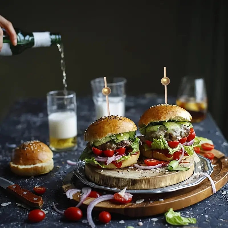 100 Элегантных Бамбуковых Коктейльных Шпажек для Закусок, Шашлыков и Праздничного Декора