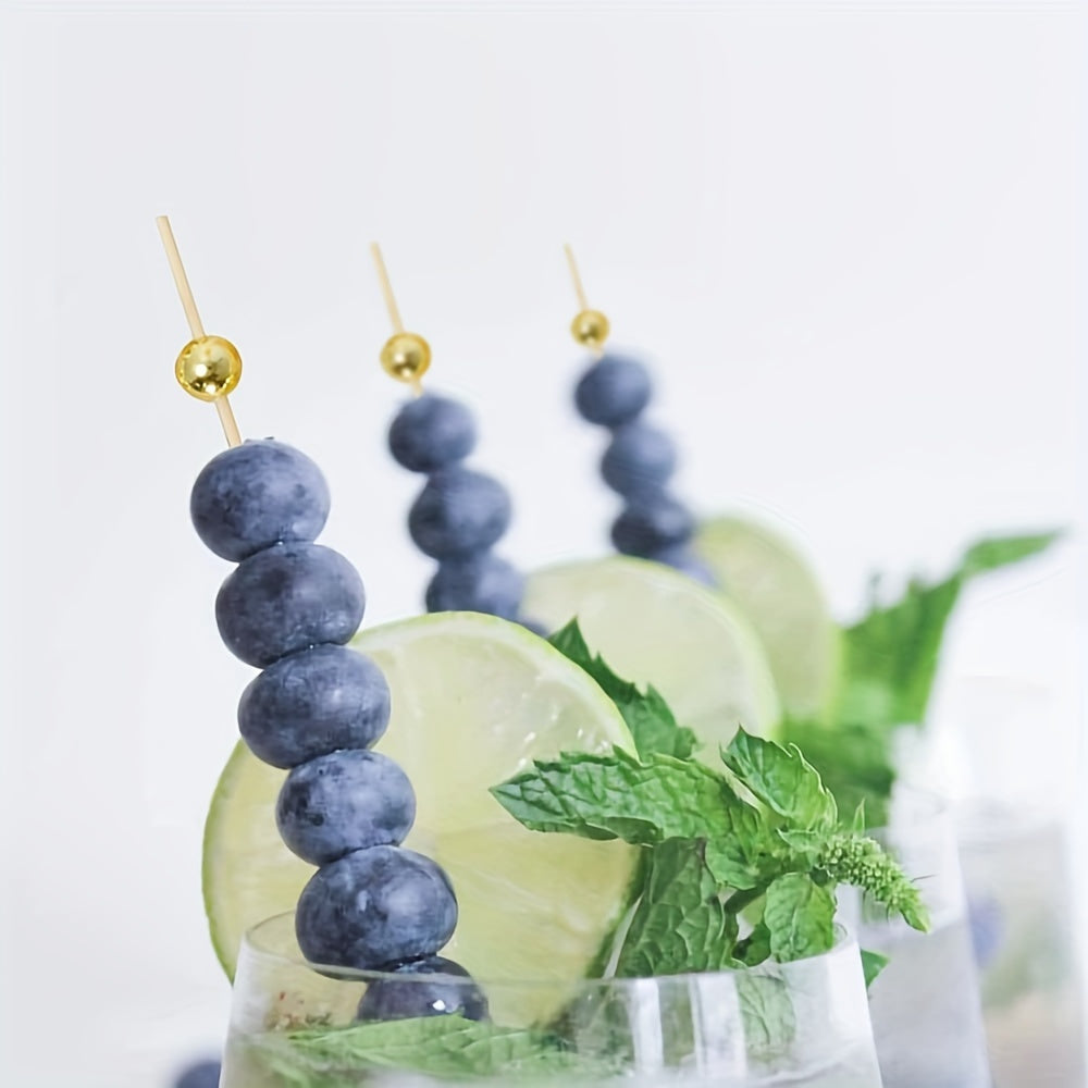 100 Элегантных Бамбуковых Коктейльных Шпажек для Закусок, Шашлыков и Праздничного Декора