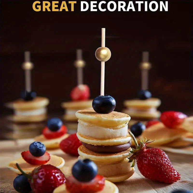 100 Элегантных Бамбуковых Коктейльных Шпажек для Закусок, Шашлыков и Праздничного Декора