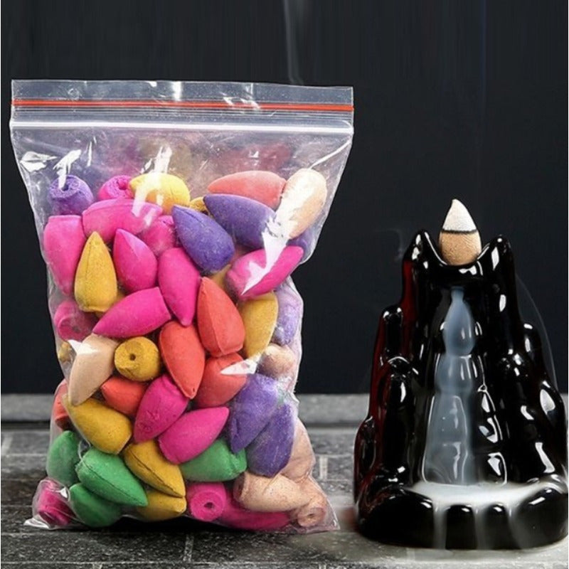 60pcs Backflow Incense Cones for Aromatherapy and Room Decor Natural Scented Waterfall Incense