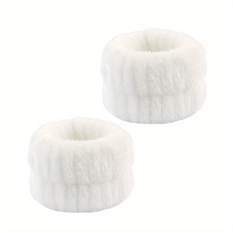 Women's Plush Headband and Wristband Set for Spa, Makeup, and Hair
