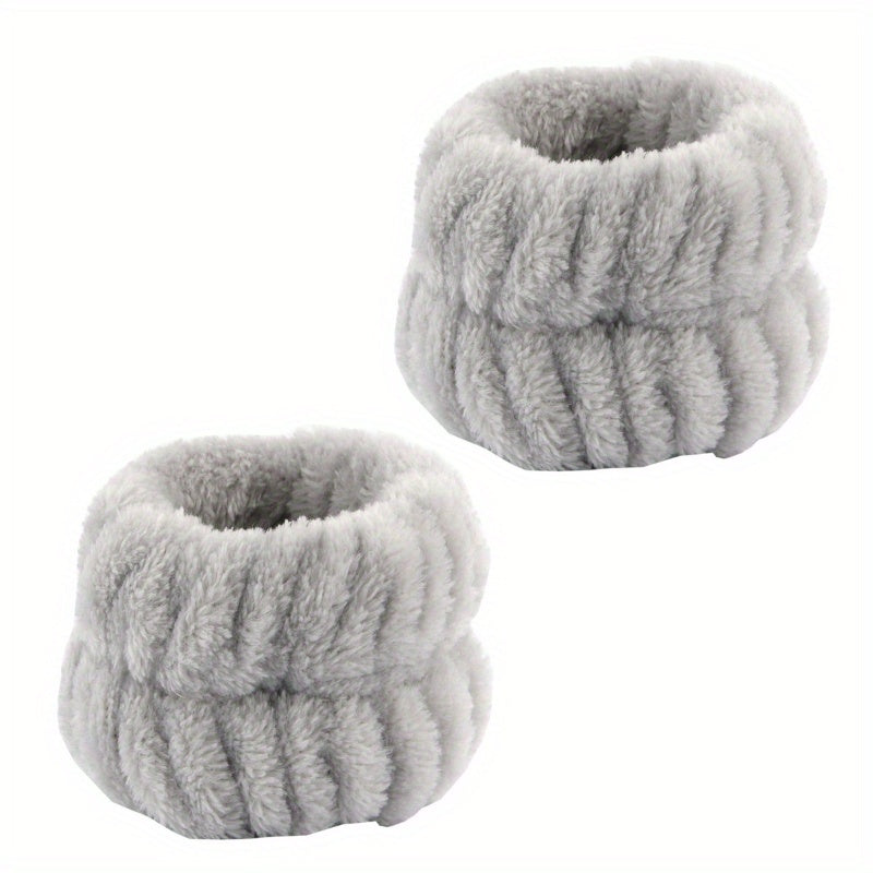 Women's Plush Headband and Wristband Set for Spa, Makeup, and Hair