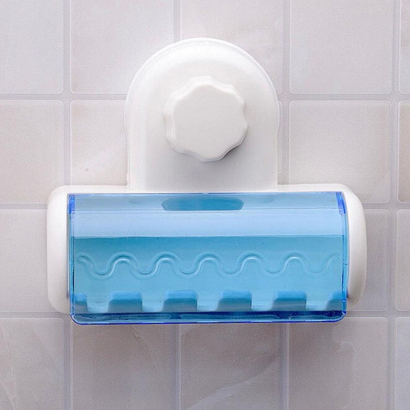 Wall-Mounted Toothbrush Holder with Suction Cup Cover Organizer