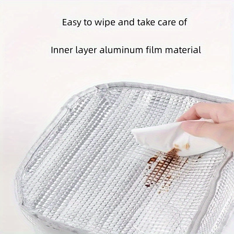 Insulated Lunch Bag with Aluminum Foil Insulation for Picnics School Travel Black