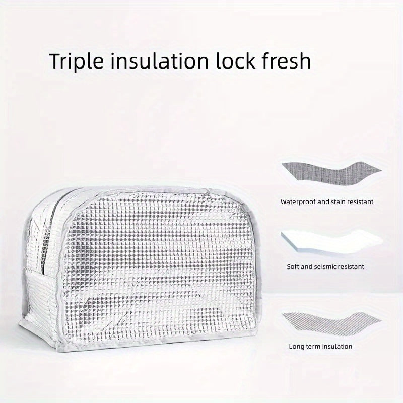 Insulated Lunch Bag with Aluminum Foil Insulation for Picnics School Travel Black