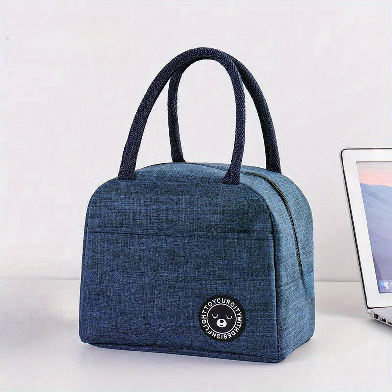 Insulated Lunch Bag with Aluminum Foil Insulation for Picnics School Travel Black