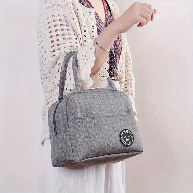 Insulated Lunch Bag with Aluminum Foil Insulation for Picnics School Travel Black