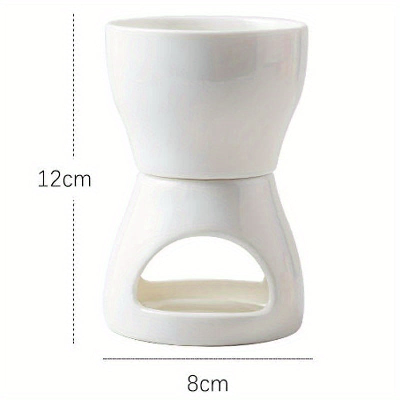 Small Ceramic Fondue Set for Chocolate and Cheese with Candle Holder