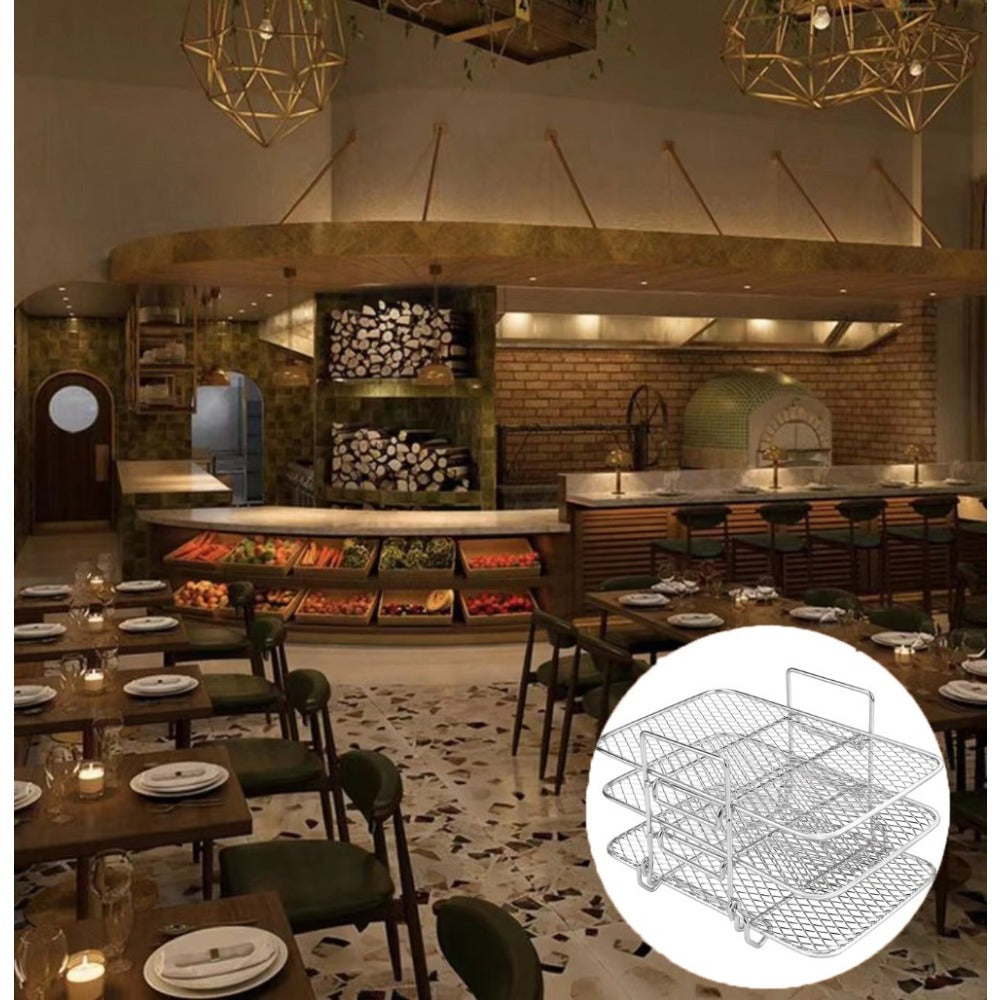 Stainless Steel Air Fryer Rack Double Basket Multi-Layer for Oven