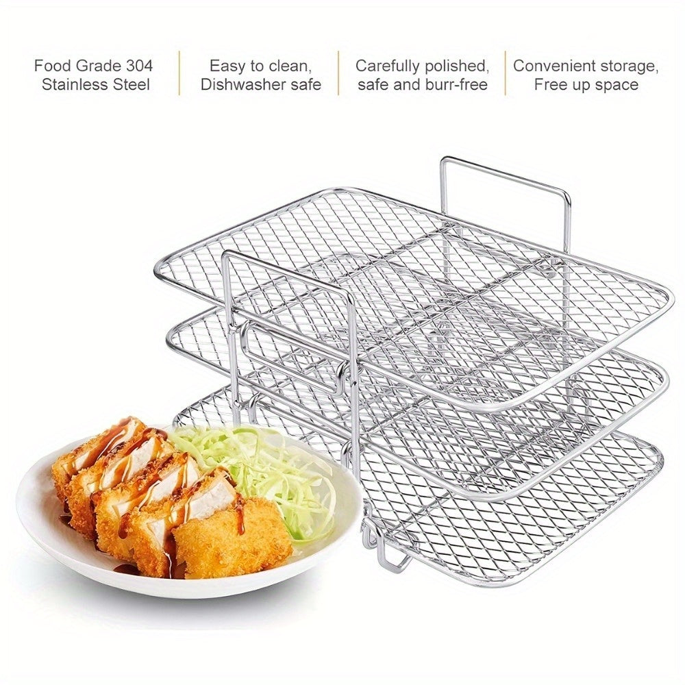 Stainless Steel Air Fryer Rack Double Basket Multi-Layer for Oven