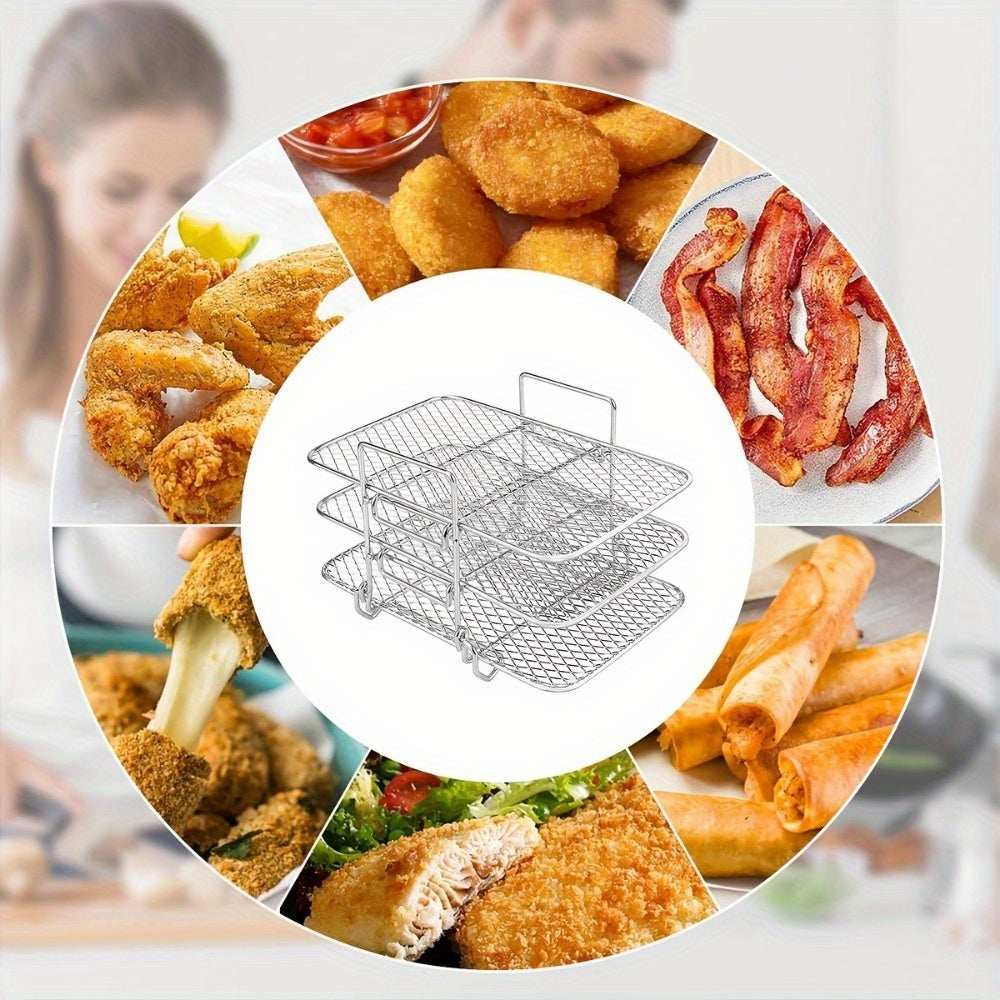 Stainless Steel Air Fryer Rack Double Basket Multi-Layer for Oven