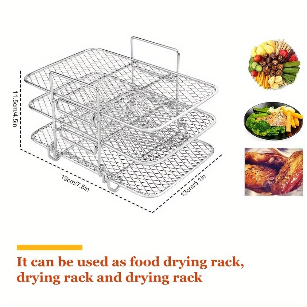 Stainless Steel Air Fryer Rack Double Basket Multi-Layer for Oven