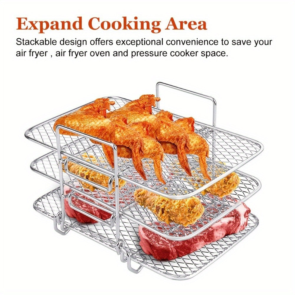 Stainless Steel Air Fryer Rack Double Basket Multi-Layer for Oven
