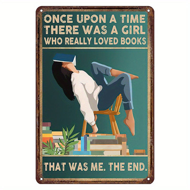 Retro Metal Sign for Home Decor Library Book Shop Humorous Wall Art