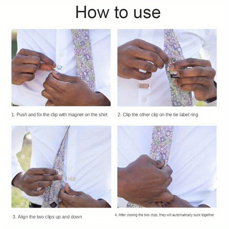 Men's Stainless Steel Magnetic Tie Clip Durable Trendy Accessory