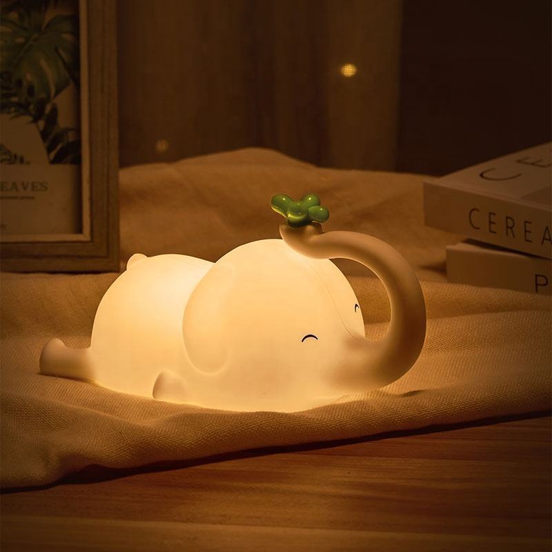 Elephant Night Light Silicone USB Rechargeable Soft Lamp for Sleeping and Hotel Use
