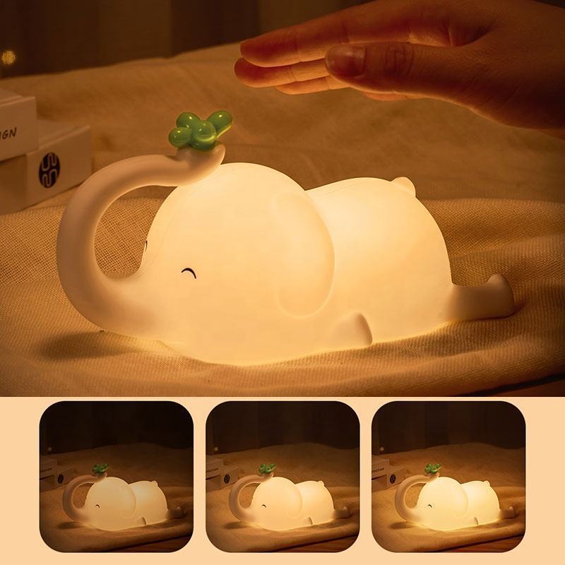 Elephant Night Light Silicone USB Rechargeable Soft Lamp for Sleeping and Hotel Use