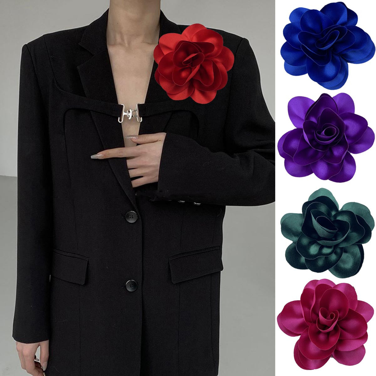 Fabric Rose Corsage Hat Decoration Flower Shape for Women 1PC
