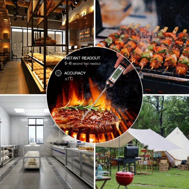 Pishirish, barbekyu va oshxona uchun raqamli go'sht termometri.