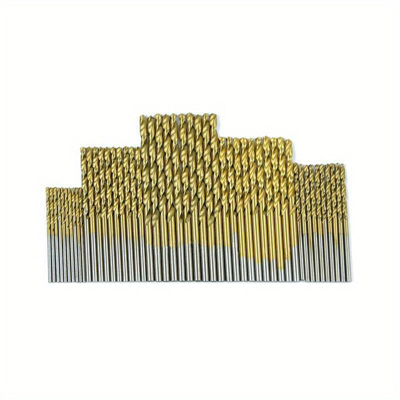 50-Piece Titanium Coated High-Speed Steel Drill Bit Set with Hex Shank for Metal Wood Plastic