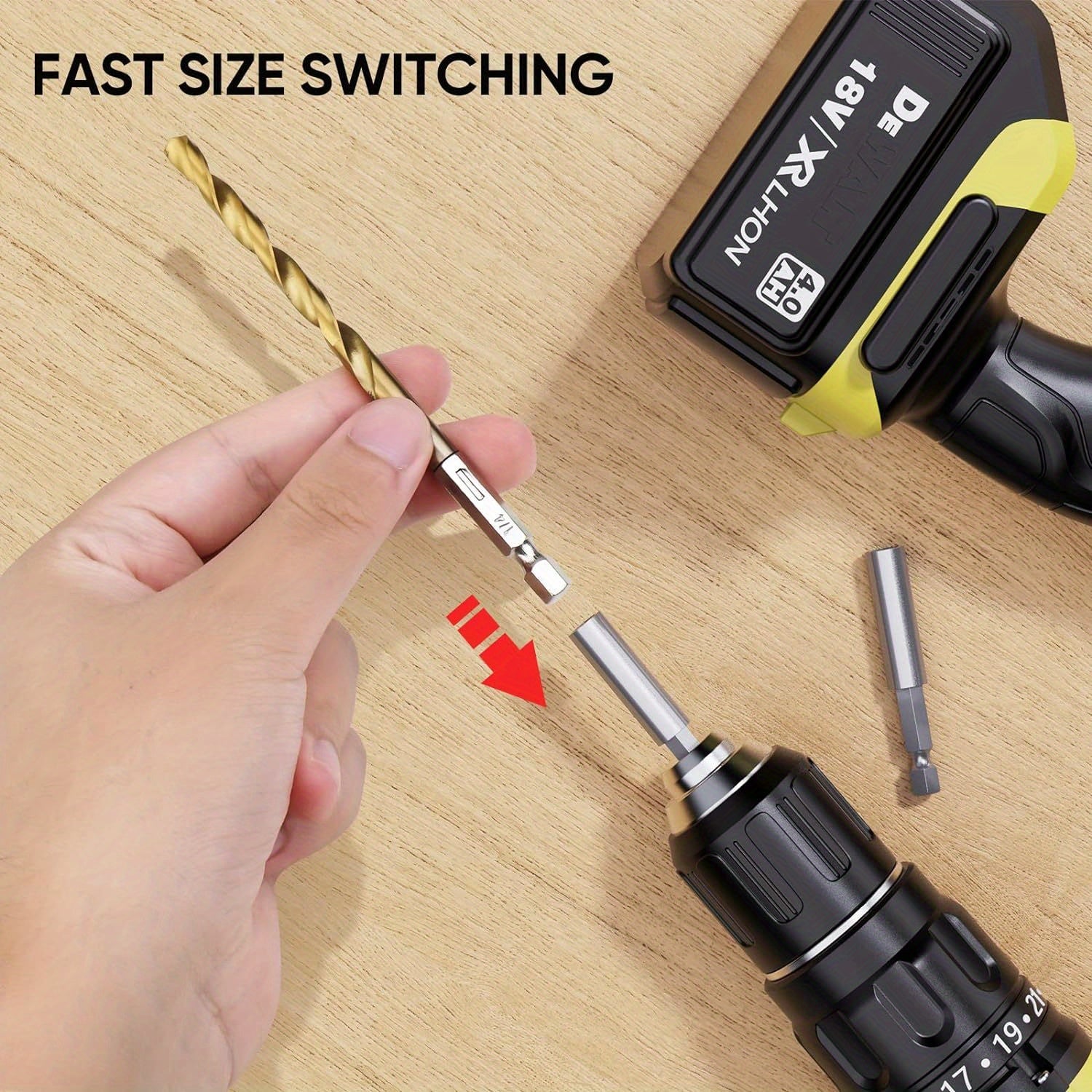 50-Piece Titanium Coated High-Speed Steel Drill Bit Set with Hex Shank for Metal Wood Plastic