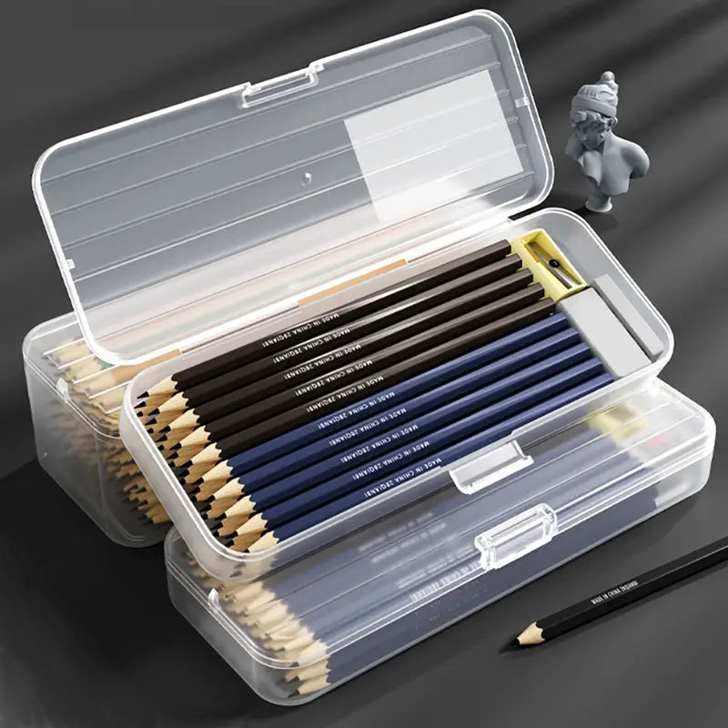 Caja de almacenamiento de plástico transparente para organización en oficina, escuela y hogar