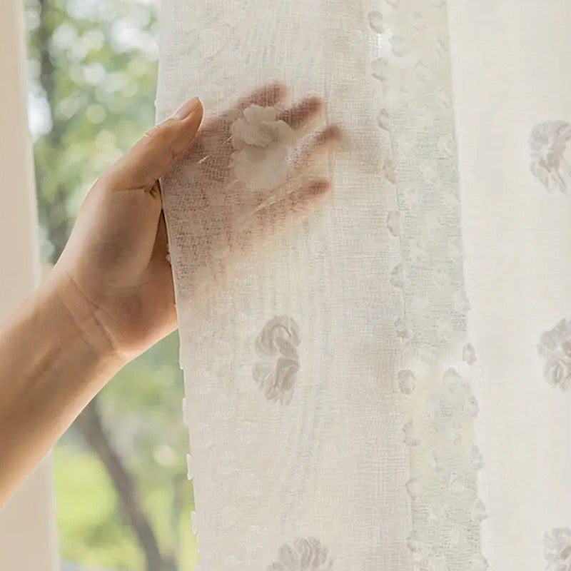 French Country Style Sheer Curtain with Jacquard Pattern for Living Room or Bedroom
