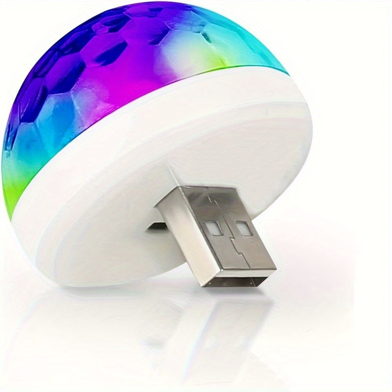 1 USB Mini Disco Light ovozga ta'sir qiluvchi va ko'p rangli LED-larga ega, partiyalar, klub va karaoke uchun mukammal.
