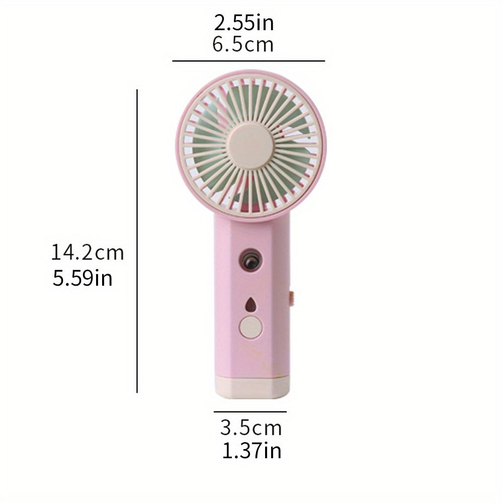 Portativ qo'lga olinadigan USB zaryadlanadigan kichik fan, avtomatik suv to'ldirish purkagichi, atmosfera tungi chiroq xususiyati va sovutish asbobi funksiyasi.