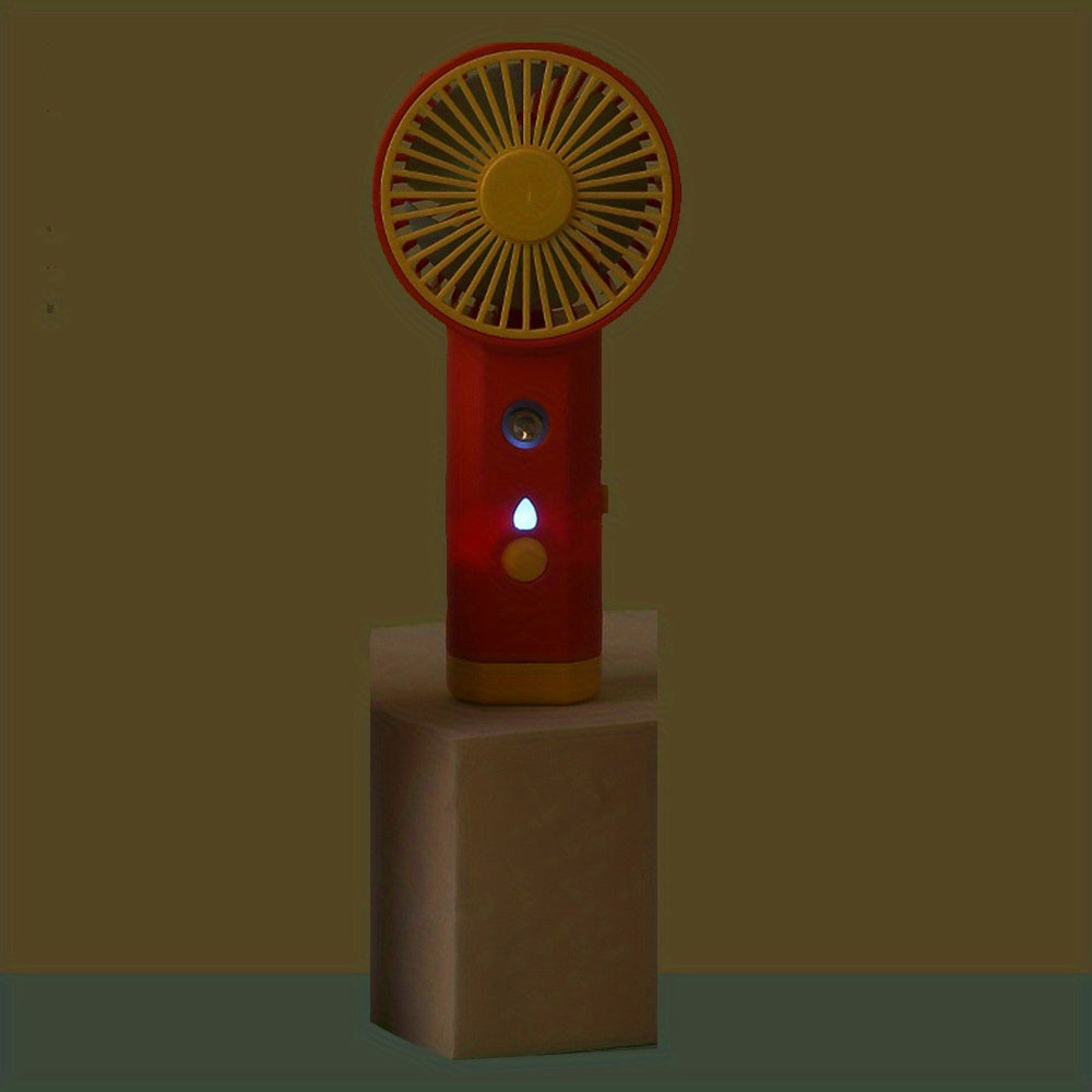 Portativ qo'lga olinadigan USB zaryadlanadigan kichik fan, avtomatik suv to'ldirish purkagichi, atmosfera tungi chiroq xususiyati va sovutish asbobi funksiyasi.