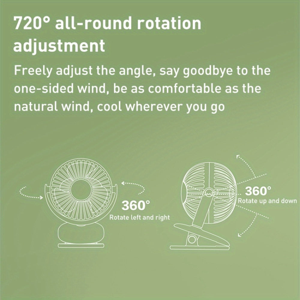 1pc Bubble Planet Desktop Clip Fan USB Rechargeable Quiet 16dB Personal Use