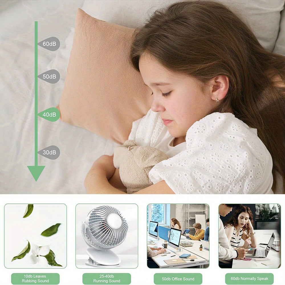 1pc Bubble Planet Desktop Clip Fan USB Rechargeable Quiet 16dB Personal Use