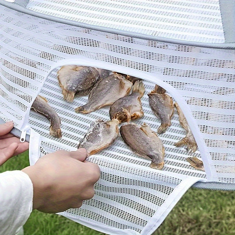 Foldable Drying Rack with Zipper, 1-3 Layers, Non-Toxic Polyester Mesh for Fish and Herbs