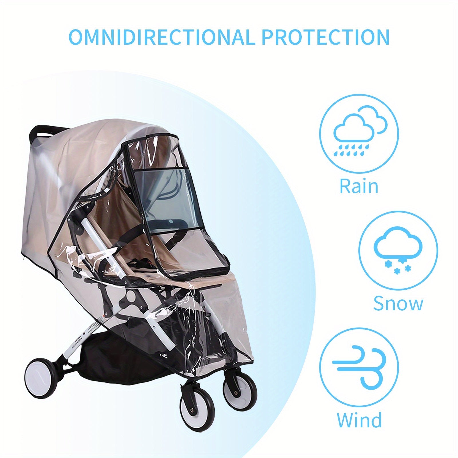 Universal Transparent Rain Cover for Strollers Waterproof Wind Dust Protection