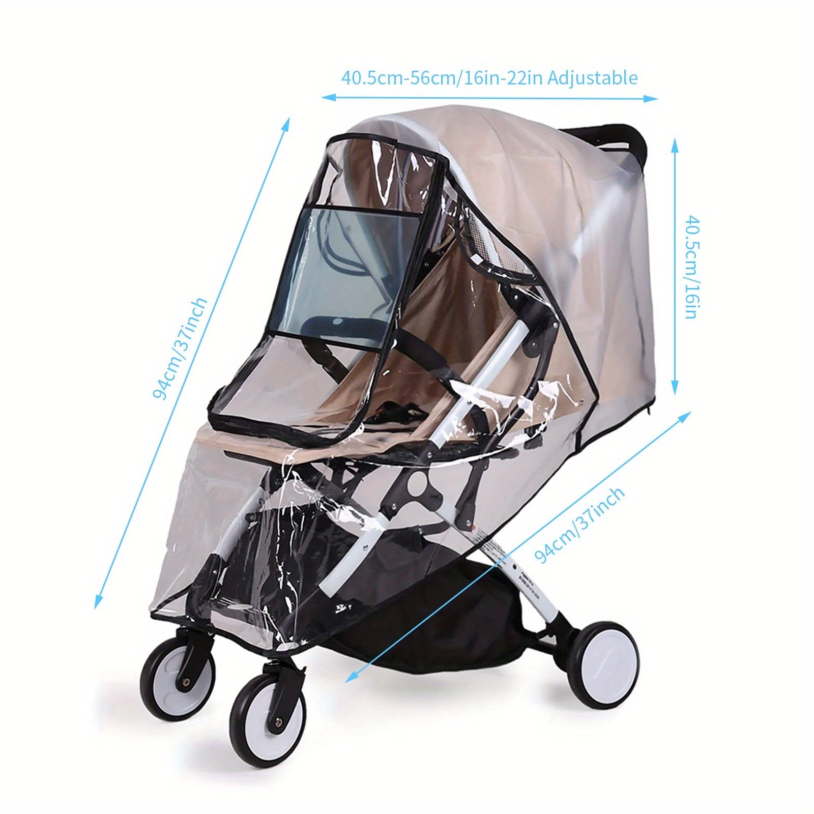 Universal Transparent Rain Cover for Strollers Waterproof Wind Dust Protection