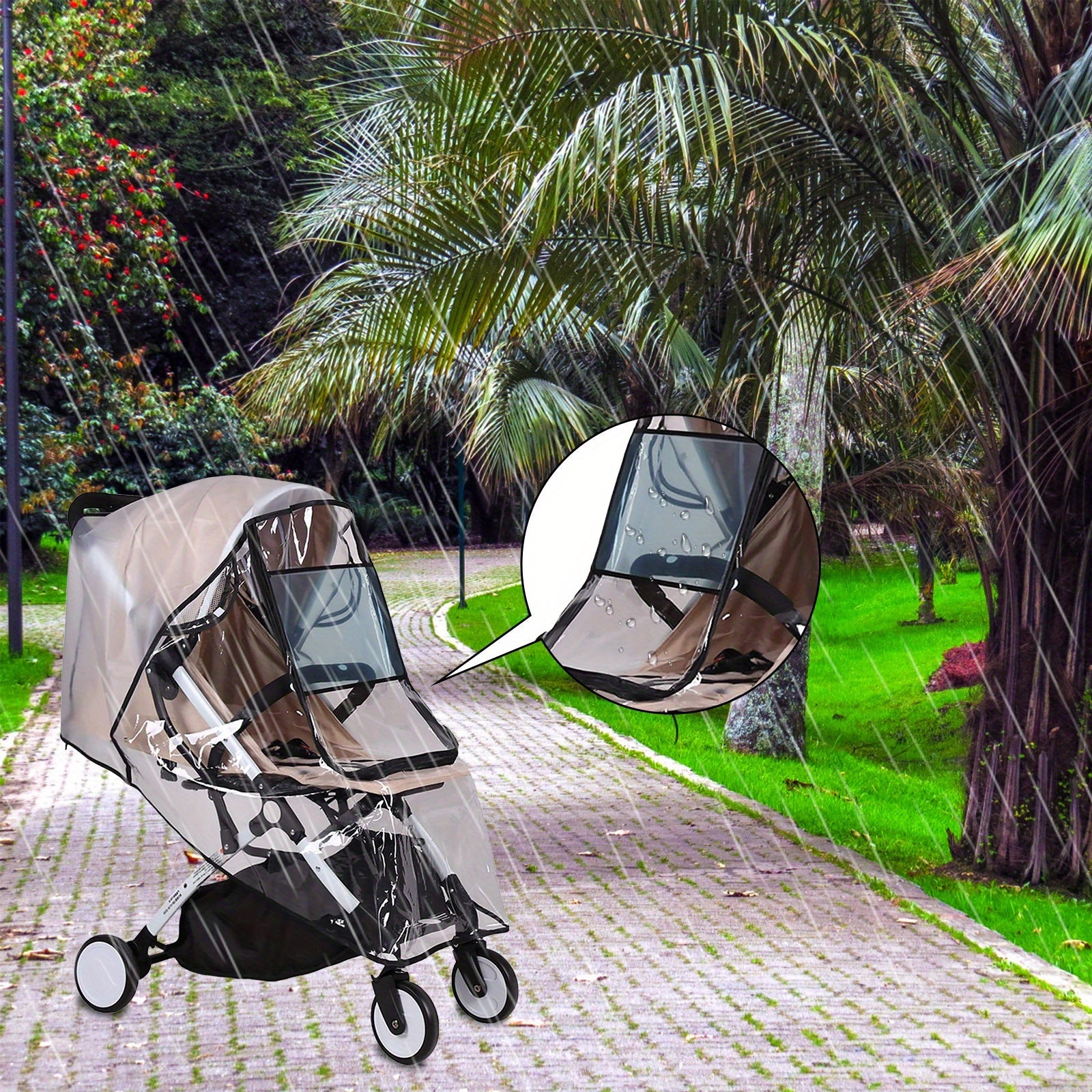Universal Transparent Rain Cover for Strollers Waterproof Wind Dust Protection