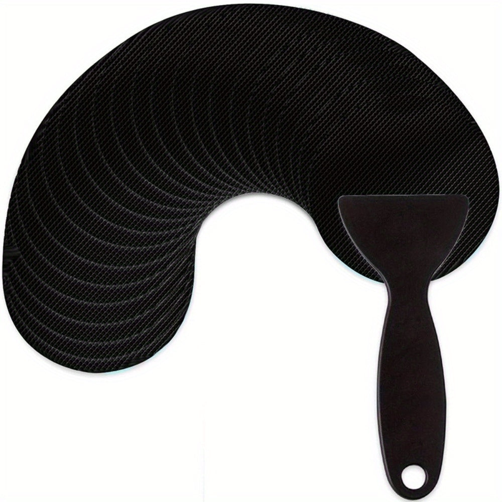 Set of 6 Non-Slip Bathtub Stickers with Scraper, Adhesive Safety Treads for Shower and Bathroom