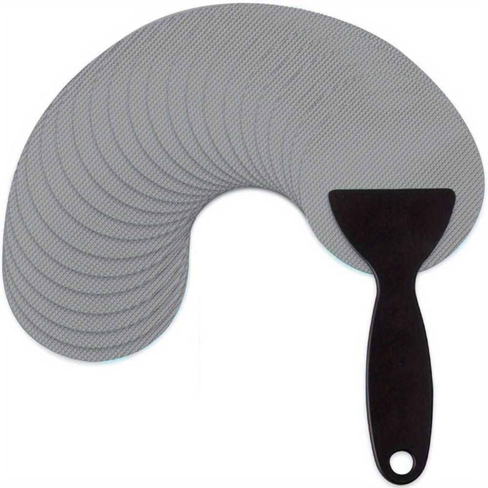 Set of 6 Non-Slip Bathtub Stickers with Scraper, Adhesive Safety Treads for Shower and Bathroom